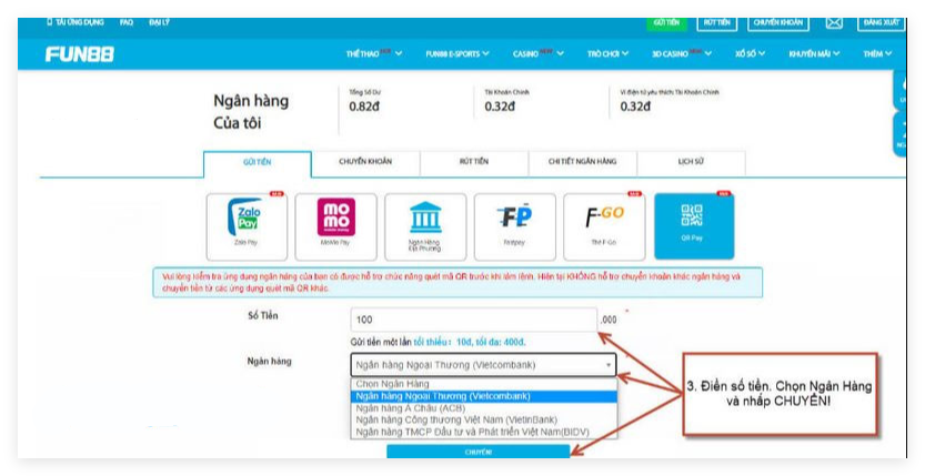 fun88 gửi tiền